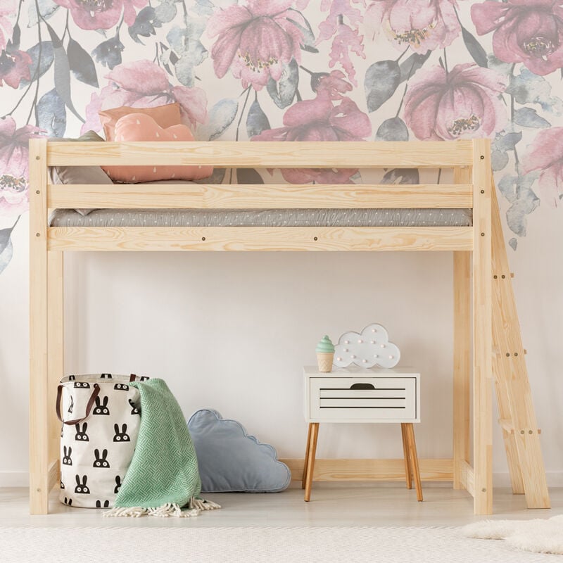 Lit mi-hauteur 70x140 sommier inclus Mark Bois