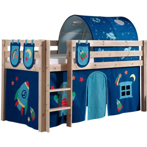 Lit Mi-Hauteur 90x200 Sommier Inclus et Housse Astro Vipack Pino - Bois