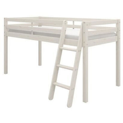 THUKA Lit mi-hauteur enfant - 90 x 190 cm - Pin massif blanchi - Sommier inclus - Andrus