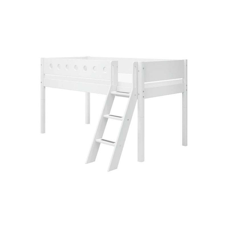 Flexa - Lit mi hauteur Lit mi-hauteur white 90x200 avec échelle inclinée