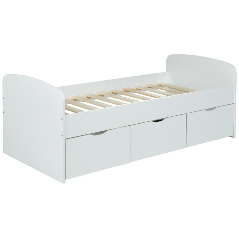 Le Quai Des Affaires - Lit louane avec 2 tiroirs et 1 coffre de rangement - 90 x 190 cm - Blanc