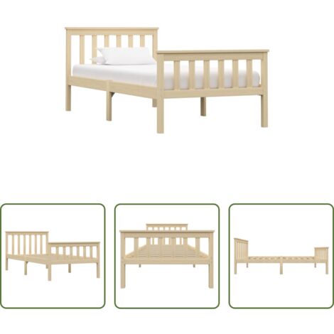 Lit moderne - Cadre de lit sans matelas naturel bois massif de pin 100x200 cm