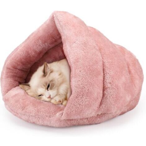 Lit Ortopédique pour Chiens et Chats Niche Confortable en Triangle Lit pour Animaux avec Fond Antidérapant pour Un Sommeil Réparateur (Rose Cerise, M)