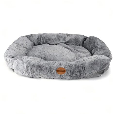 Lit ovale rembourré Nobleza pour chiens et chats, en peluche PV, antidérapant