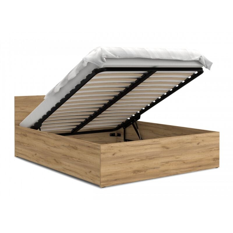 Kids Literie - Lit Panama 140x200 + coffre - Sommier inclus Chêne