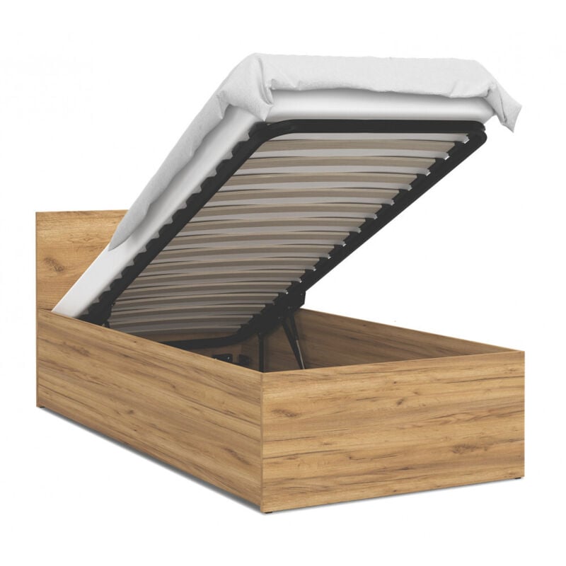 Kids Literie - Lit Panama 90x200 + coffre - Sommier inclus Chêne