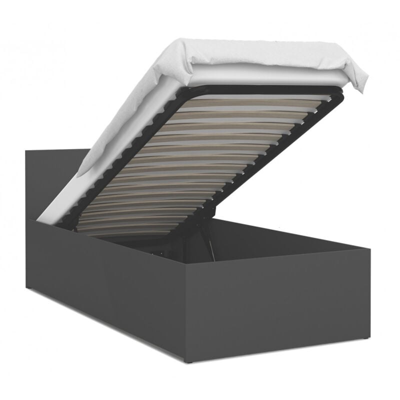 Kids Literie - Lit Panama 90x200 + coffre - Sommier inclus Gris