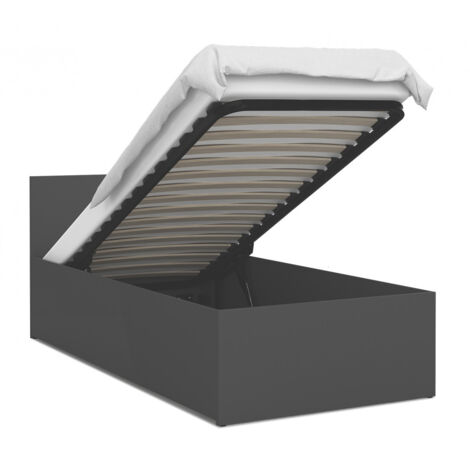 Lit Panama 90x200 + coffre - Sommier inclus Gris
