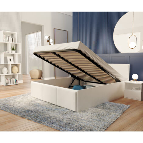 Lit Panama T 140x190 + coffre - Sommier inclus Blanc - blanc