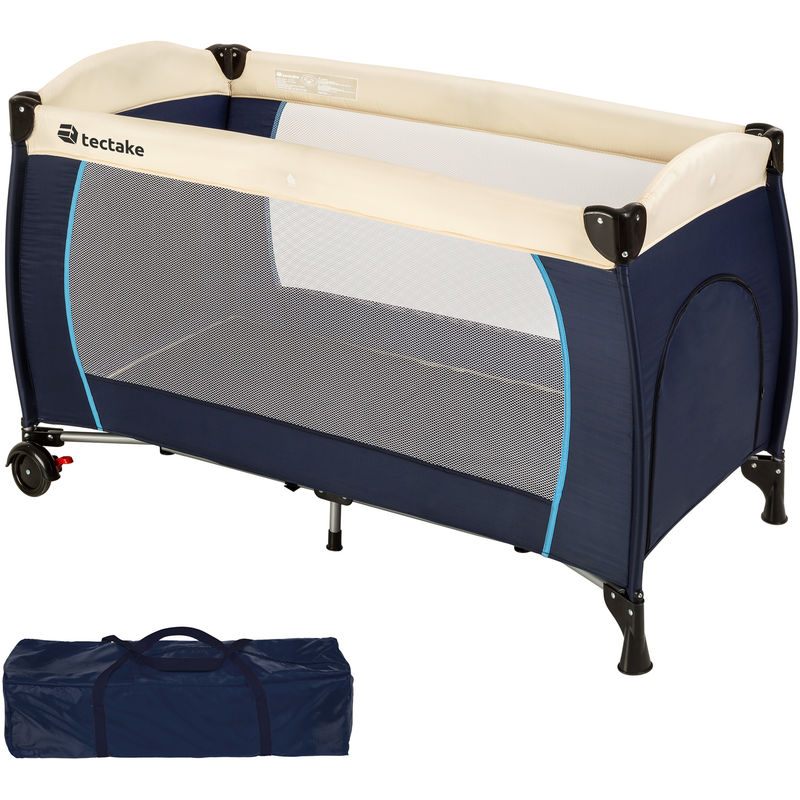 lit de voyage pour enfants peu encombrant pliable sac de transport compris, 126 x 65 x 80 cm - bleu