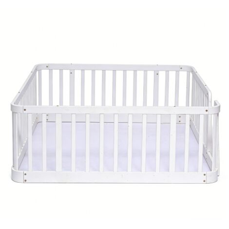 Lit-parc modulaire pour bébé, blanc, 140 × 200 cm, barrière de sécurité polyvalente pour maison et animaux domestiques, espacement sécurisé entre les barreaux (7 cm), bords arrondis, plancher anti-pin