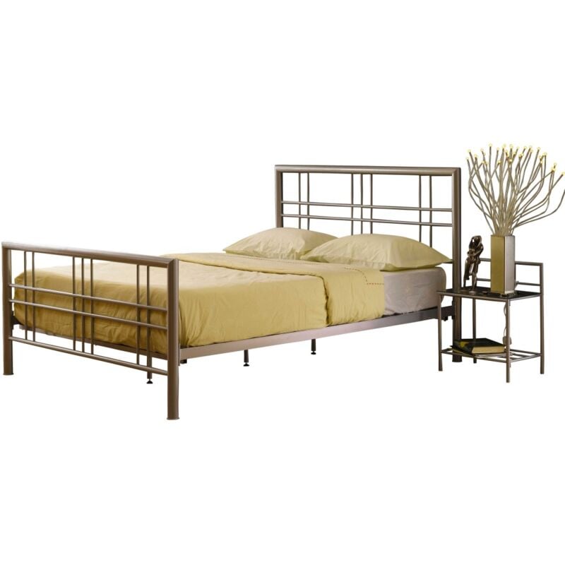 Meublorama - Lit paxos 160x200 cm en métal coloris gris argenté avec sommier.