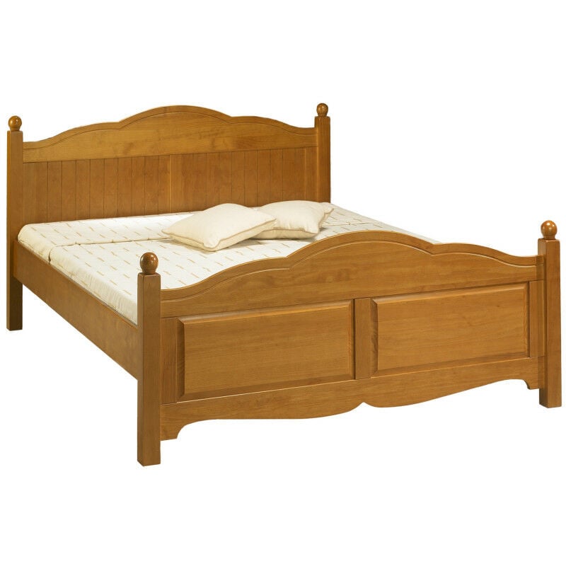 Lit 2 places Pin Miel Pour Couchage 140 x 190 Style Anglais l 149 h 100 p 198 cm - marron