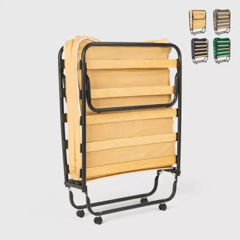 LLB LIVING LIFE BED Lit pliant 80x180 à roulettes avec matelas et sommier à lattes Ares - Vert foncé