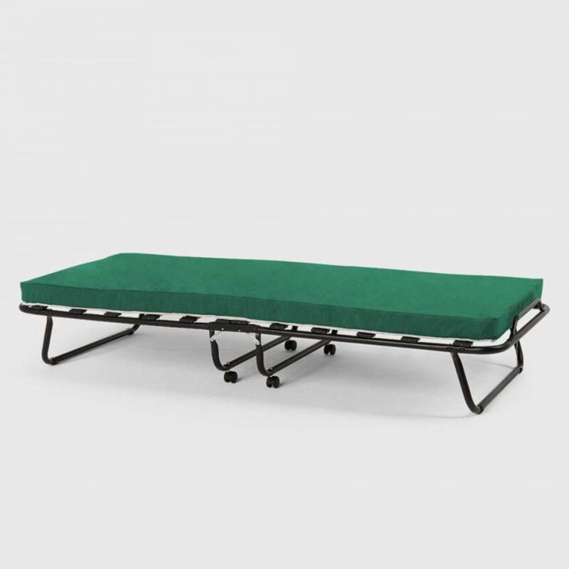 Lit pliant 80x180 à roulettes avec matelas et sommier à lattes Ares - Vert foncé