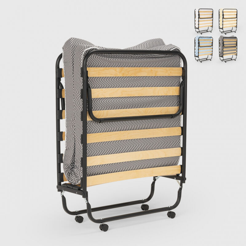 Lit pliant 80x180 avec matelas en microfibre et sommiers à lattes Apollo - Vert foncé