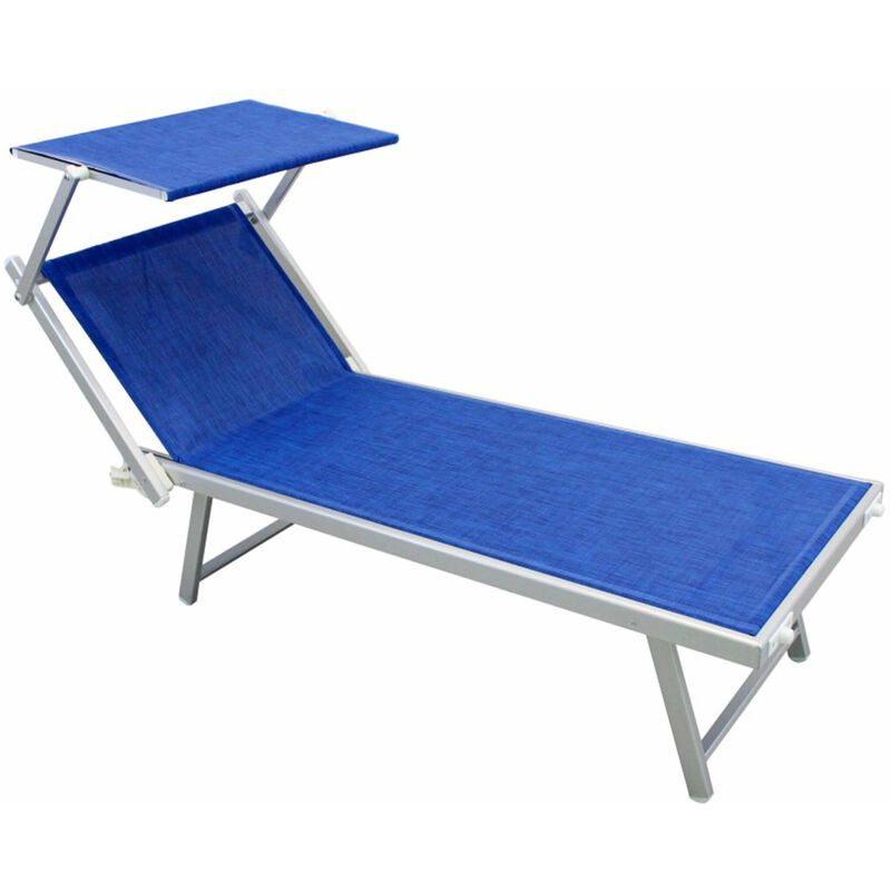 Lit pliant de plage en aluminium avec toit orsay RoyalBlue - RoyalBlue