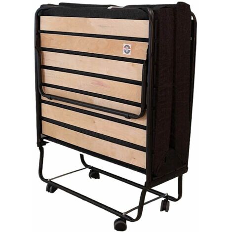 Lit pliant hôtellerie 90x190 cm – 17 lattes bois multiplis – Structure acier avec revêtement anti-corrosion – Épaisseur matelas 10 cm – Sedac