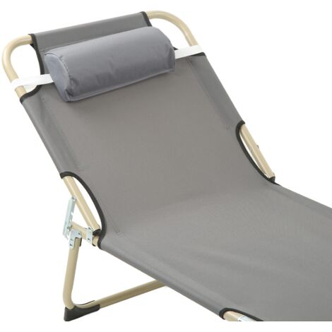 Lit pliant individuel pour camping, bureau, pause déjeuner, extérieur, urgence - tube rond 56 cm gris