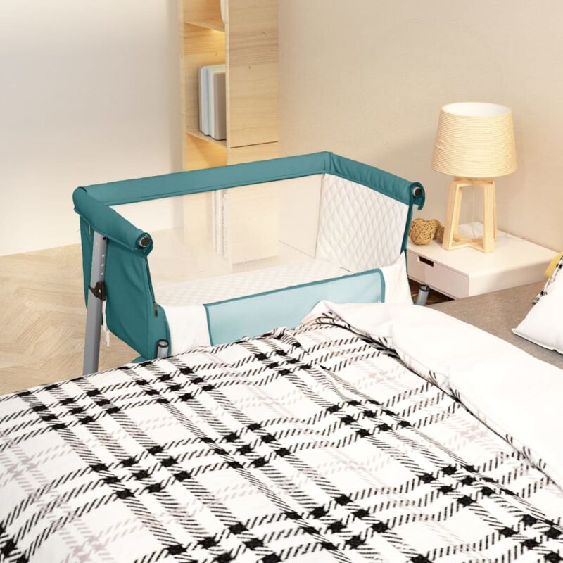Lit pour bébé avec matelas Vert Tissu de lin Vidaxl