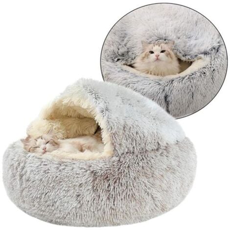L&H-CFCAHL Sac de Couchage pour Chat, Couverture en Peluche,Tente Douce et antidérapante, Lavable (Long Haired Coffee L 50 x 50 cm)