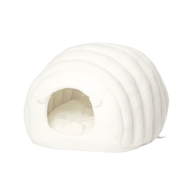 Lit pour chat automne et hiver pour chenil pour animaux de compagnie, chenil pour chat chaud, chenil pour animaux de compagnie semi-fermé (blanc)