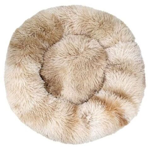 Lit pour Chat, Coussin Fluffy, Doux Lavable pour Chats Chiens (Tie-dye beige, 50 cm), Ensoleillé