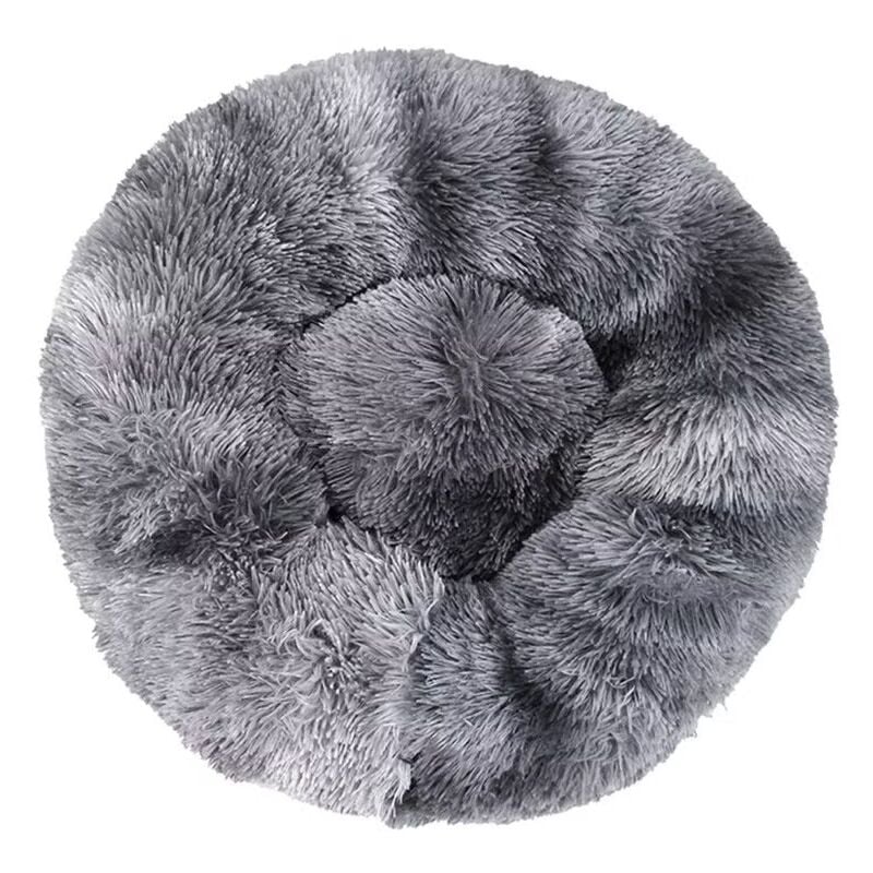 Lit pour Chat, Coussin Fluffy, Doux Lavable pour Chats Chiens (Tie-dye gris foncé, 40 cm), Ensoleillé