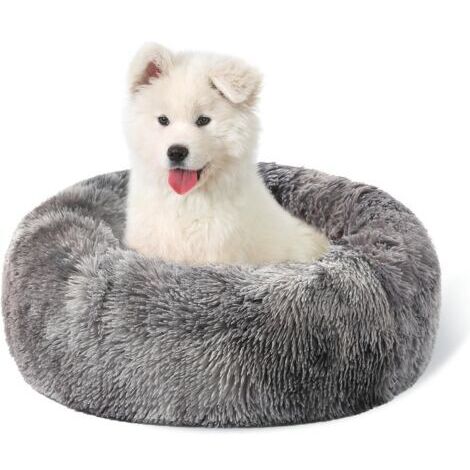 Lit pour Chat, Coussin Fluffy, Doux Lavable pour Chats Chiens (Tie-dye gris foncé, 40 cm)