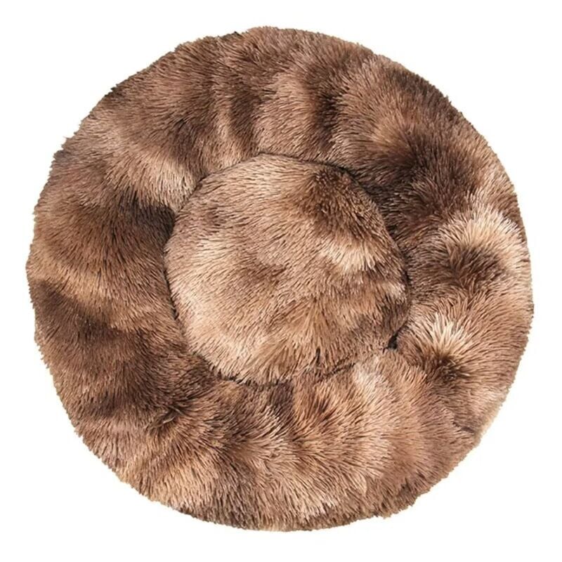 Lit pour Chat, Coussin Moelleux, Doux Lavable pour Chats Chiens (Tie-Dye Marron, 40 cm), Ensoleillé