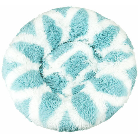 Lit pour chat, coussin moelleux, doux lavable pour chiens chats (blanc bleu, 50 cm)