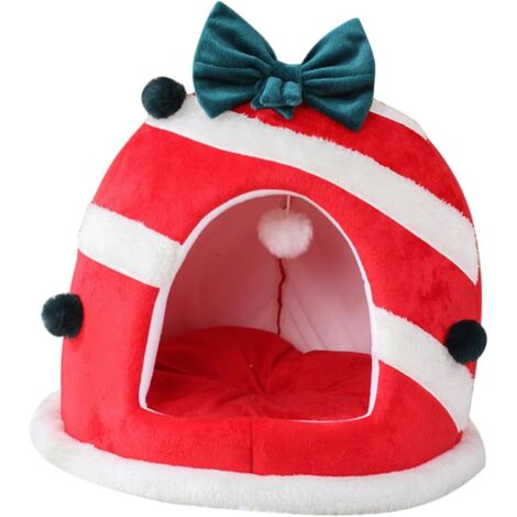 Lit pour chat de dessin animé Lit pour animal de compagnie de Noël Maison pour animal de compagnie à thème de Noël Maison pour chat chaleureuse