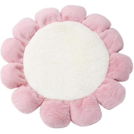 Lit pour chat en forme de fleur, nid douillet et chaud, coussin moelleux pour chiot, panier pour chat, lit rond, confortable et mignon, coussin lavable pour chat, 60 cm (blanc)