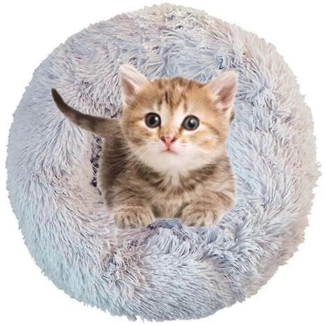 Lit pour chat et chien, lit rond apaisant en forme de donut, doux, lavable, imperméable, confortable et antidérapant, pour chiens et chats de grande, moyenne et petite taille.