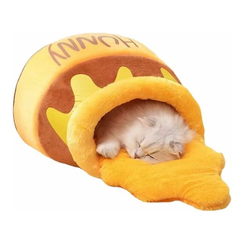 Lit pour chat Honey Pot – Meuble confortable en mousse à mémoire de forme avec coussin amovible – Lit pour chat élégant et lavable pour petits chats