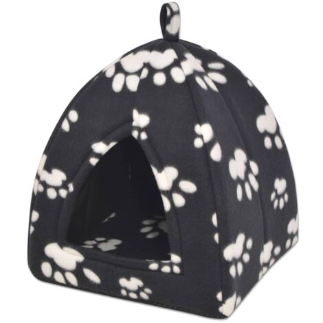 Lit Panier Couchage Grotte pour Chats de Compagnie Taille L Beige/Noir vidaXL