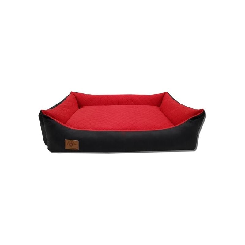 Lit pour chien - 100 x 70 cm - housse lavable - imperméable - lit pour chien - coussin - rouge / noir - rouge noir