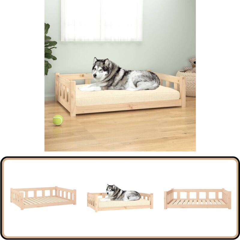 Lit pour chien 105,5x75,5x28 cm bois de pin solide - Panier Pour Chien - Lit Pour Chien - Canapé Pour Chien - Maison Pour Chien - Couchage Pour Chien