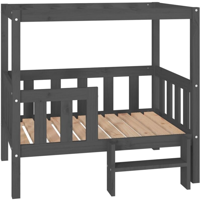 Lit pour chien Gris 95,5x73,5x90 cm Bois de pin solide Vidaxl