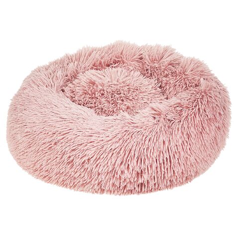 Lit pour Chien Animaux Rond 50 cm Couche Pelucheuse en Polyester Rose Kulu - Rose