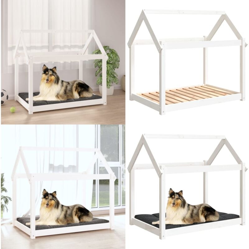 Vidaxl - Lit pour chien Blanc 101x70x90 cm Bois de pin solide - Panier Pour Chien - Lit Pour Chien - Maison Pour Chien - Couchage Chien - Accessoires