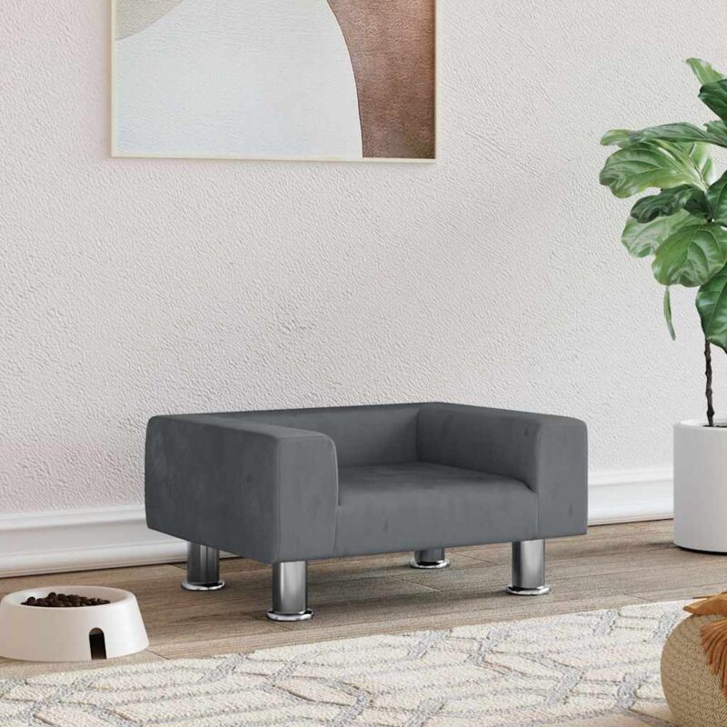 Lit pour chien gris foncé 50x40x26,5 cm velours