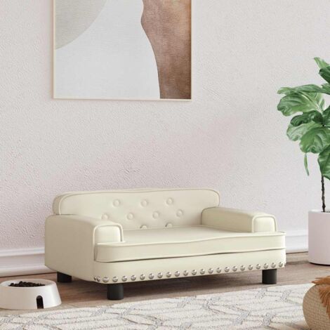 Lit pour chien Canapé chien  design scandinave crème 70x45x30 cm similicuir 53013