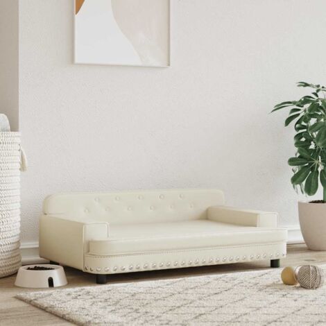 Lit pour chien Canapé chien  design scandinave crème 90x53x30 cm similicuir 73227