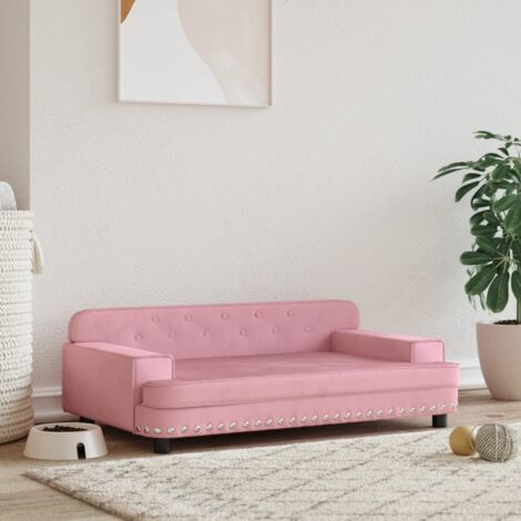 Lit pour chien Canapé chien  design scandinave rose 90x53x30 cm velours 26978