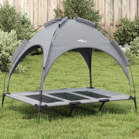 Lit pour chien, Canapé chien, Matelas pour chien avec auvent anthracite tissu Oxford et acier DS3071 DESIGN IN