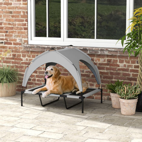 Lit pour chien chat sur pieds grand confort velum anti-UV oxford sac de transport inclus106 x 76 x 94 cm gris