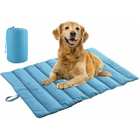 Lit pour Chien Coussin Chien Grande Tapis Chien Portable panier chien impermeable Tapis pour Chien pour Animaux de Compagnie pour l'intérieur et l'extérieur, durable, pliable, 120 x 68 cm, Bleu