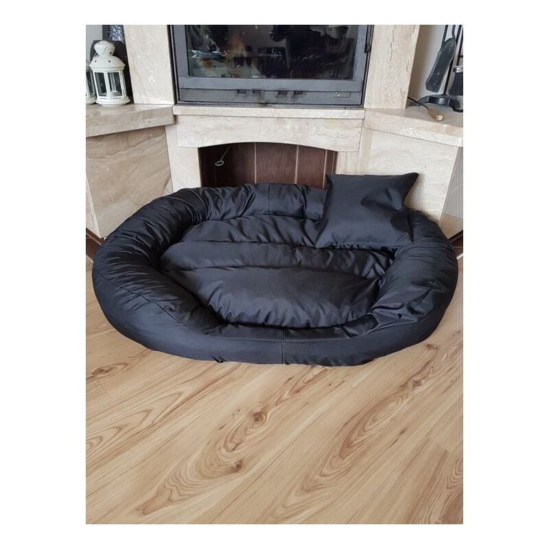Lit pour chien en cuir artificiel xxl - coussin pour chien canapé pour chien lit pour chat panier pour chien - étanche 110 x 80 cm - Noir