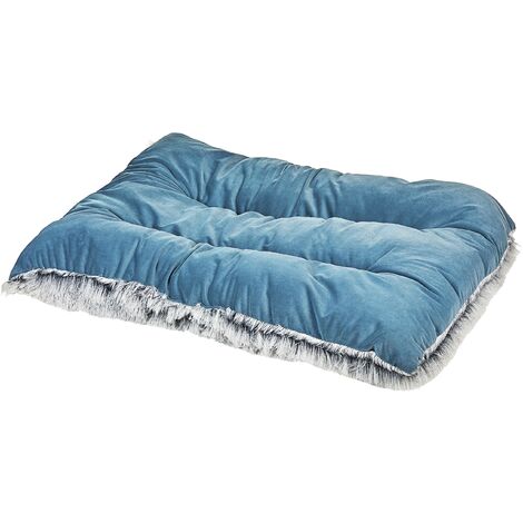 Lit pour Chien en Polyester et Velours avec Franges 90 x 60 cm Bleu Ergani - Bleu